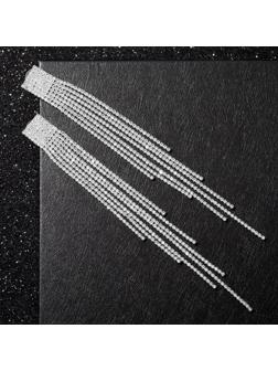 Серьги висячие со стразами 