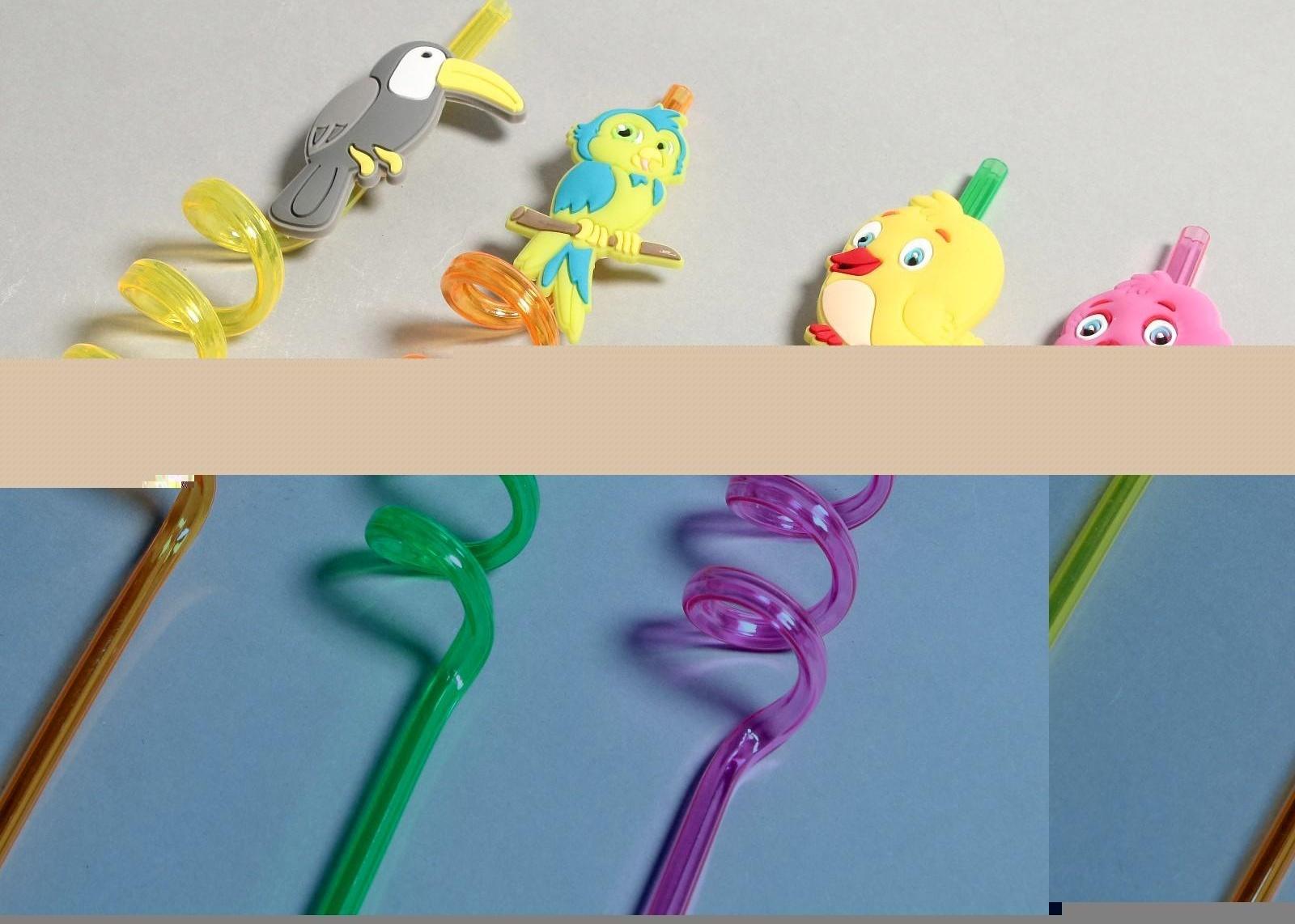 Трубочки для коктейля «Птички» набор 4 шт, цвет МИКС