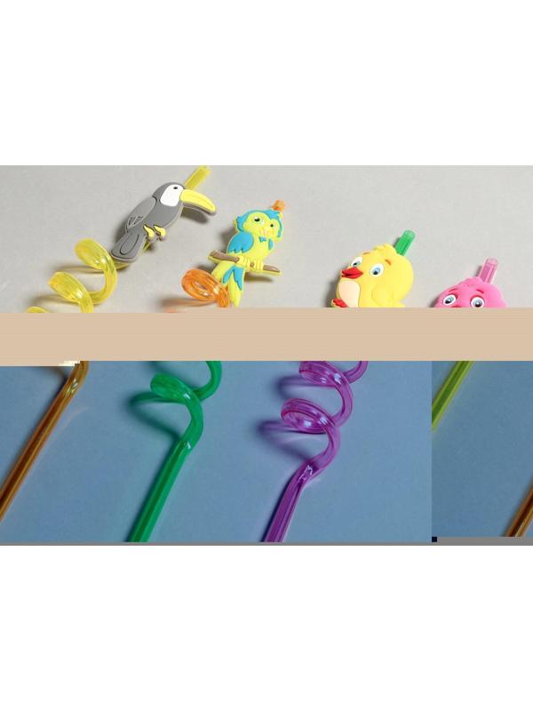 Трубочки для коктейля «Птички» набор 4 шт, цвет МИКС
