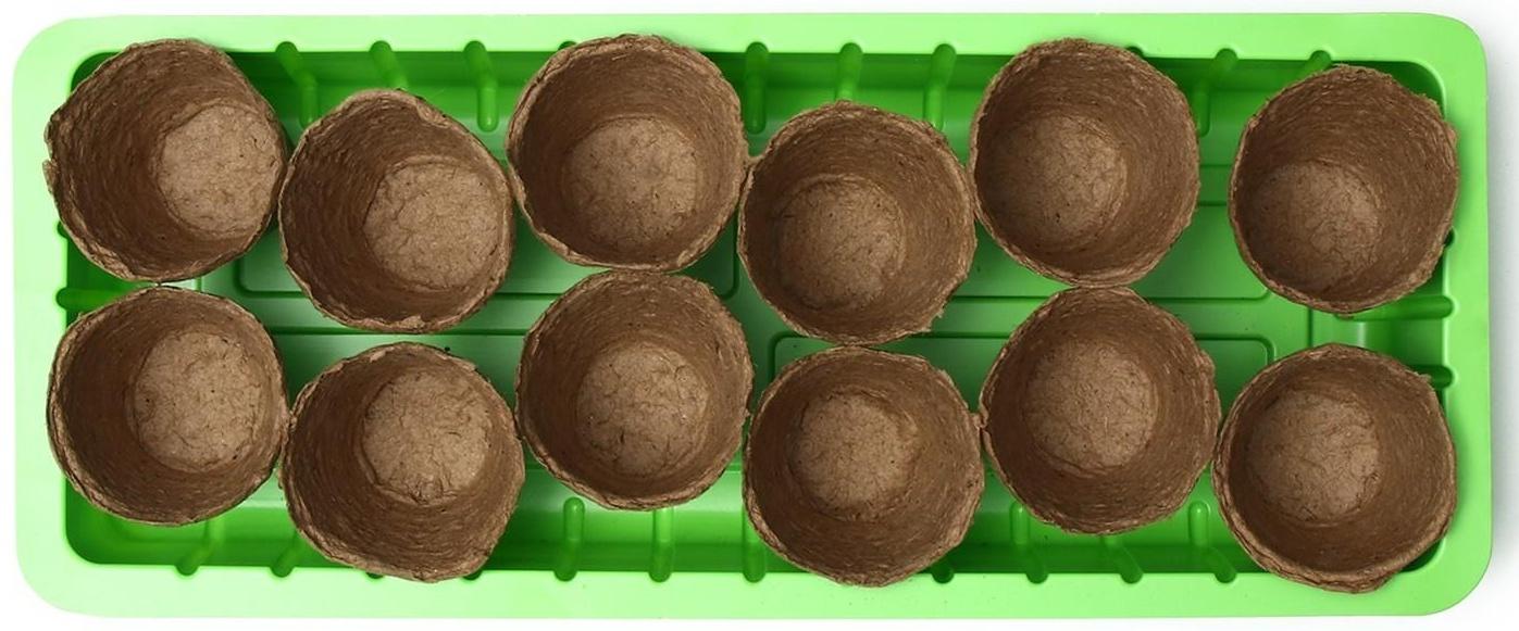 Мини-парник: 36 × 13 × 12 см, торфяной горшок 6,5 × 6,5 см (12 шт.)