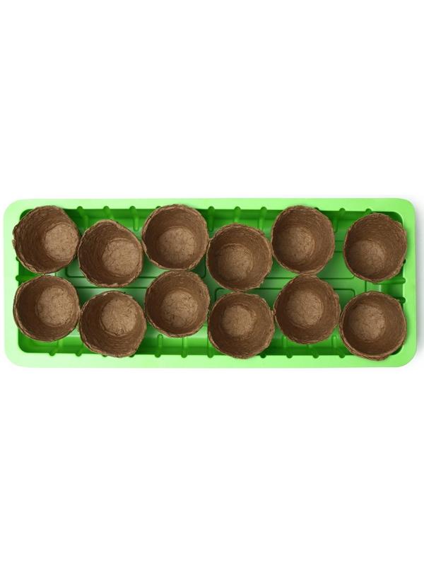 Мини-парник: 36 × 13 × 12 см, торфяной горшок 6,5 × 6,5 см (12 шт.)