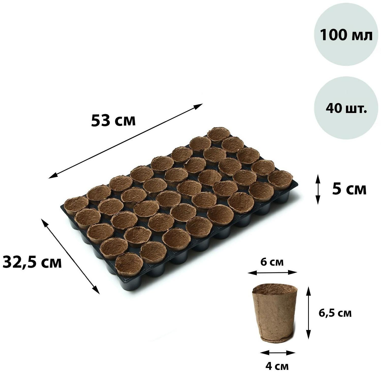 Набор для рассады: торфяной горшок 6 × 6 см, кассета на 40 ячеек