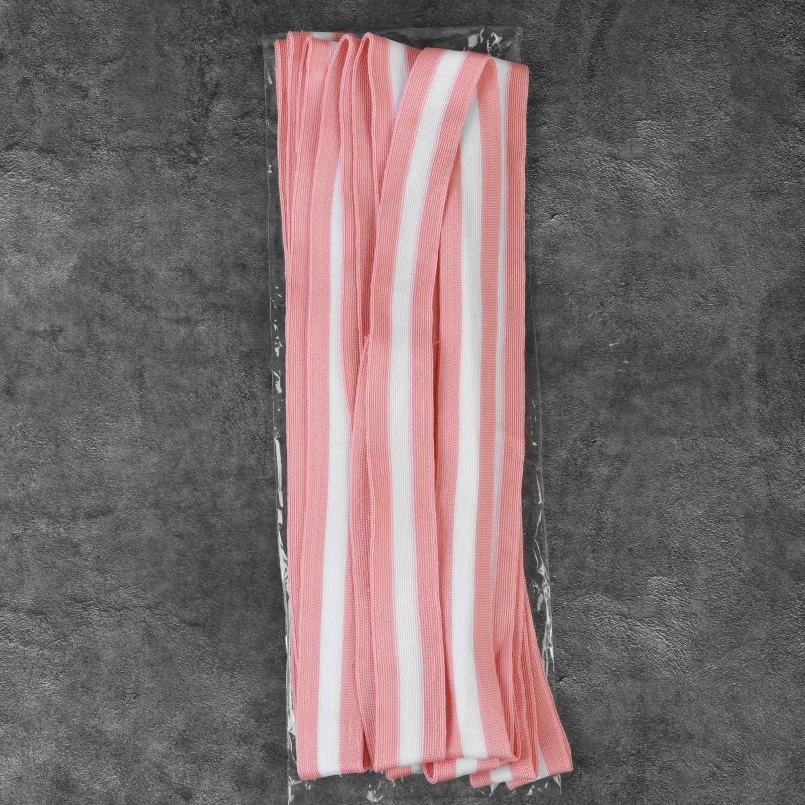 Тесьма трикотажная лампас 30 мм, 9 ± 0,5 м, цвет розовый/белый