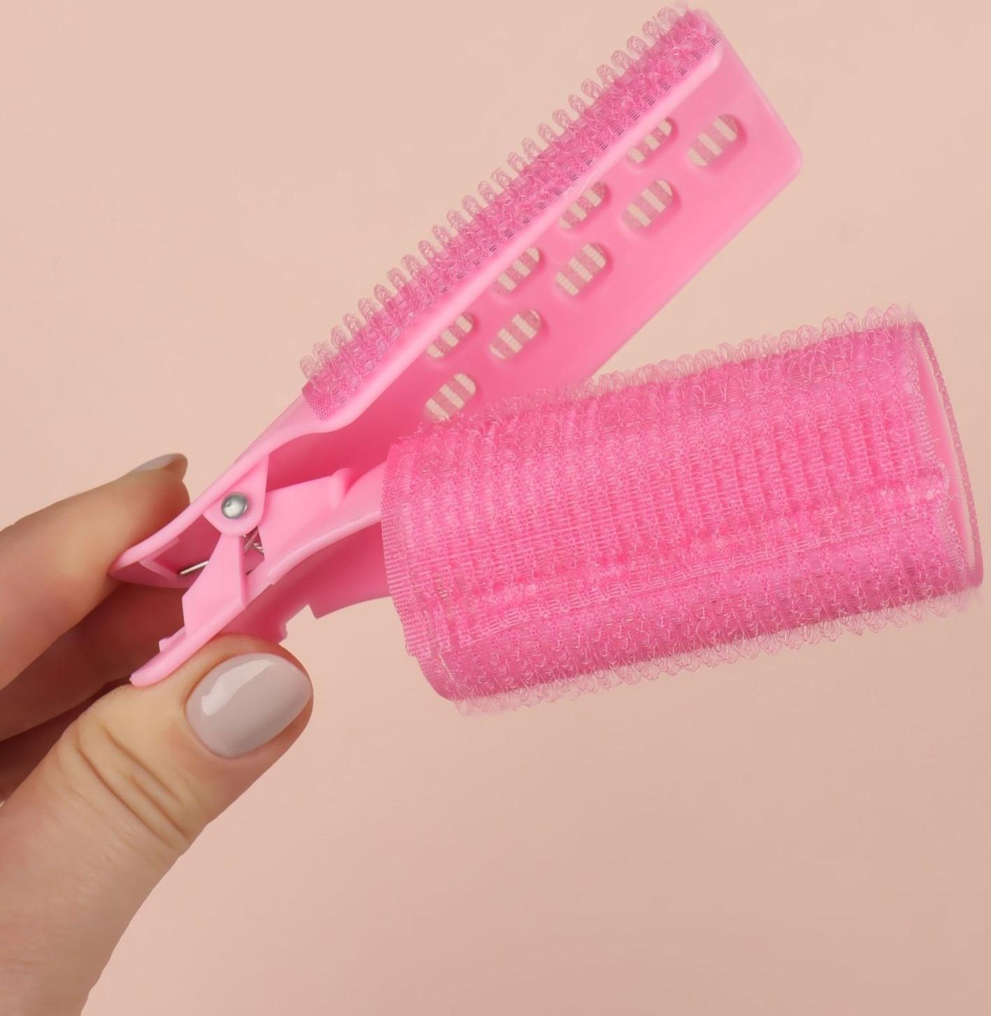 Бигуди для чёлки, с зажимом, d = 3,5 см, 11 см, цвет розовый