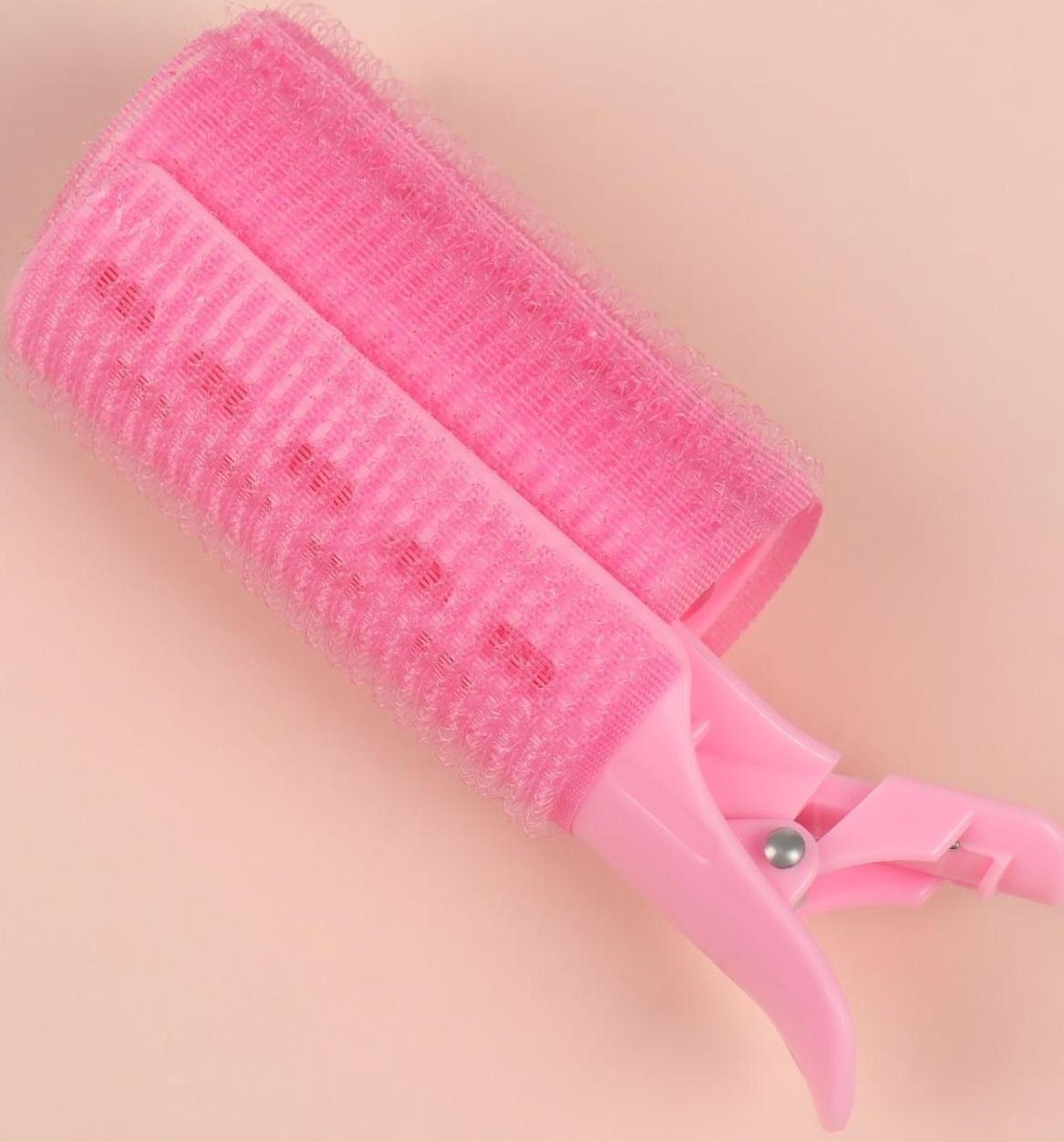 Бигуди для чёлки, с зажимом, d = 3,5 см, 11 см, цвет розовый