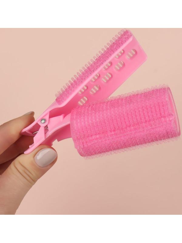 Бигуди для чёлки, с зажимом, d = 3,5 см, 11 см, цвет розовый