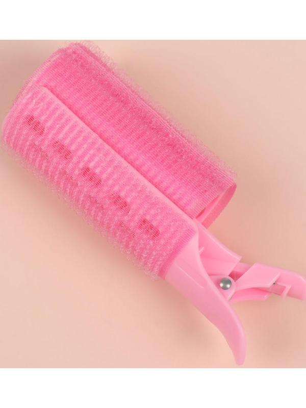 Бигуди для чёлки, с зажимом, d = 3,5 см, 11 см, цвет розовый