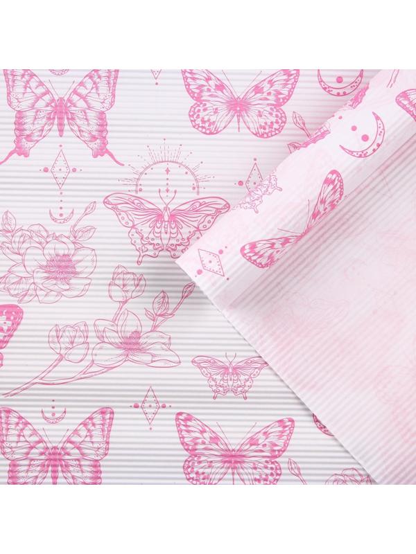 Бумага гофрированная в рулоне «Бабочки», 0,68 x 5 м