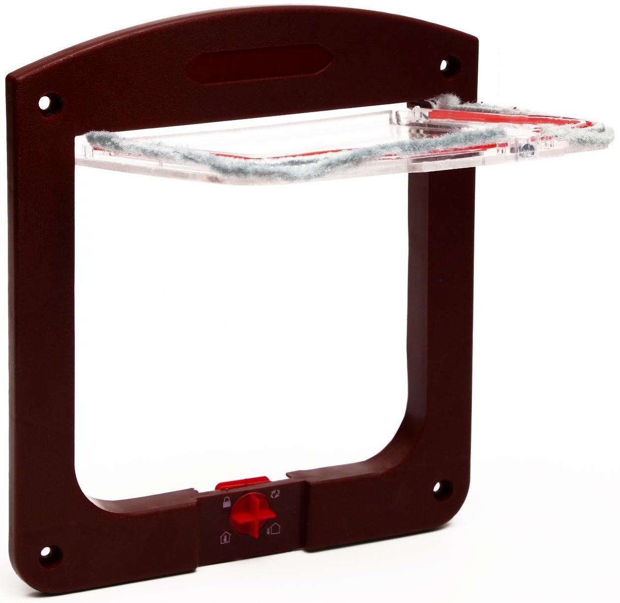 Дверь для животных с 4 режимами, проем 15х15,5 (общ. 22,5х20 см), тёмно-коричневая