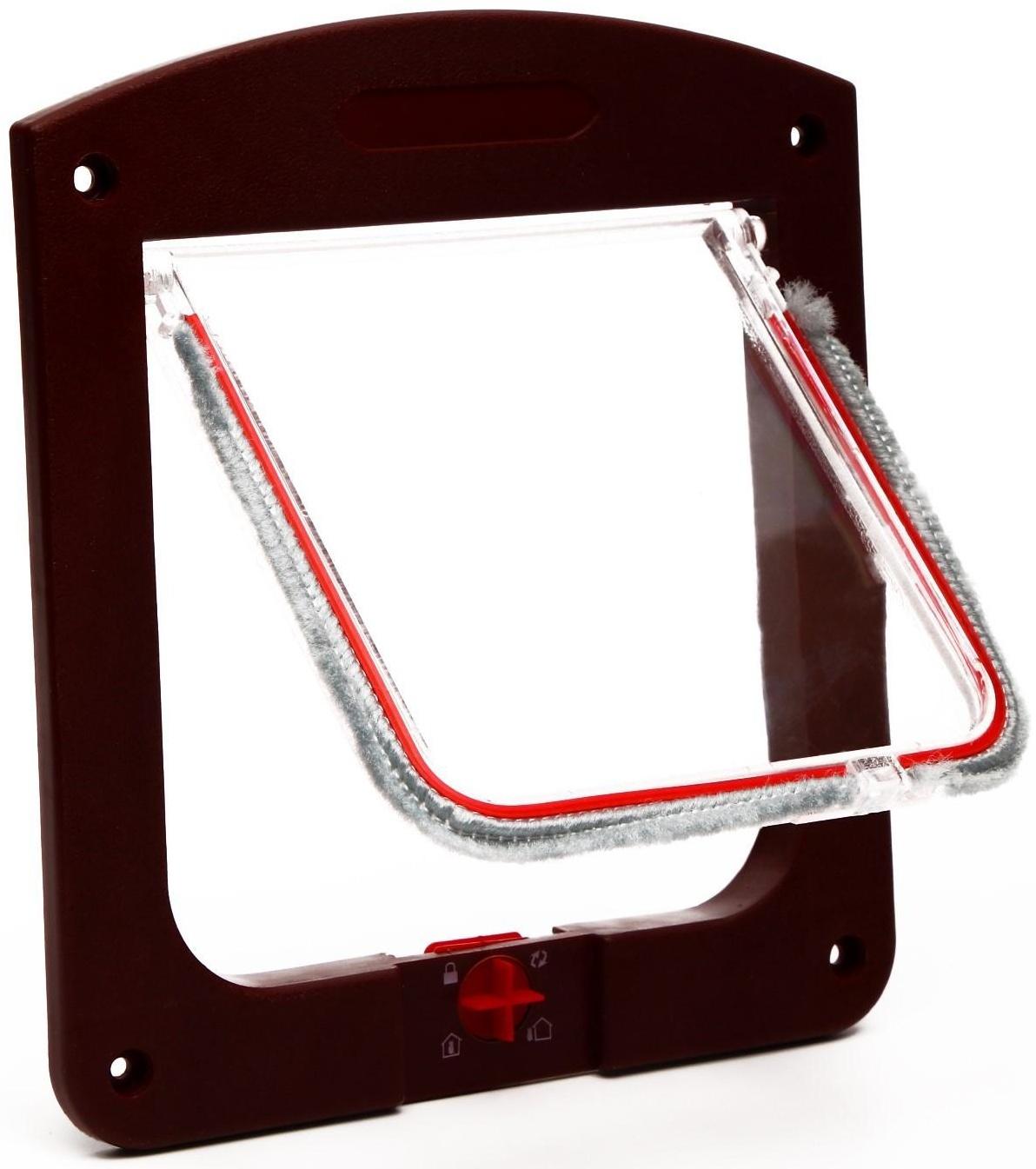 Дверь для животных с 4 режимами, проем 15х15,5 (общ. 22,5х20 см), тёмно-коричневая