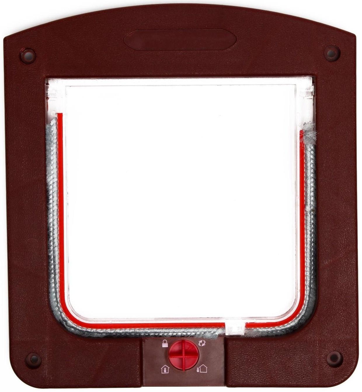 Дверь для животных с 4 режимами, проем 15х15,5 (общ. 22,5х20 см), тёмно-коричневая