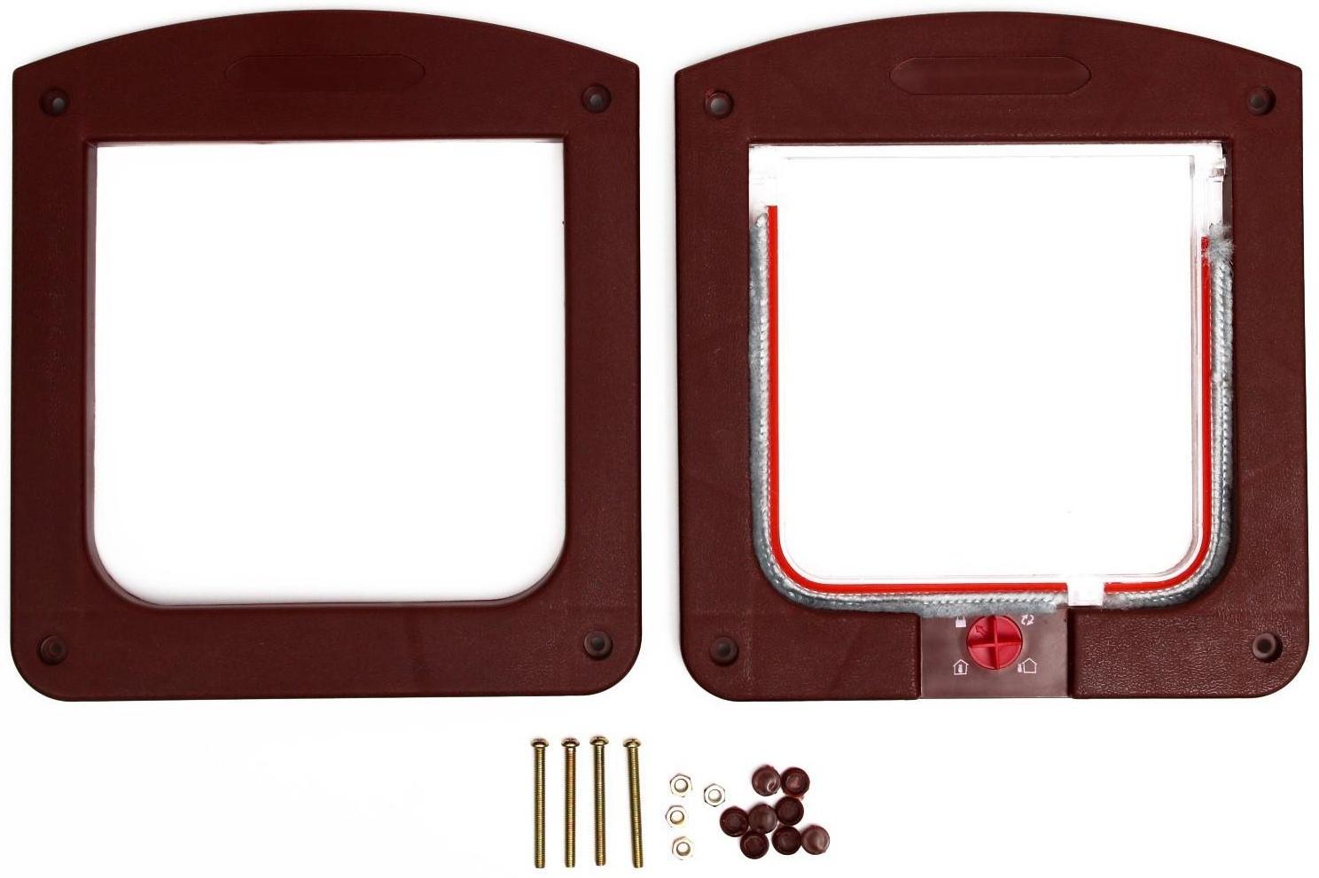 Дверь для животных с 4 режимами, проем 15х15,5 (общ. 22,5х20 см), тёмно-коричневая