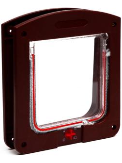 Дверь для животных с 4 режимами, проем 15х15,5 (общ. 22,5х20 см), тёмно-коричневая