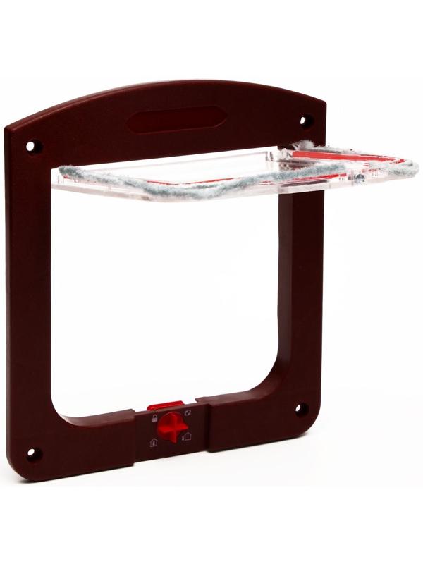 Дверь для животных с 4 режимами, проем 15х15,5 (общ. 22,5х20 см), тёмно-коричневая