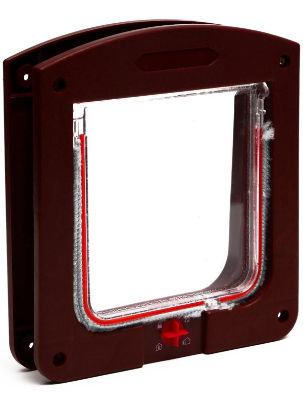 Дверь для животных с 4 режимами, проем 15х15,5 (общ. 22,5х20 см), тёмно-коричневая