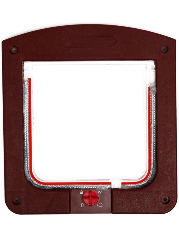 Дверь для животных с 4 режимами, проем 15х15,5 (общ. 22,5х20 см), тёмно-коричневая