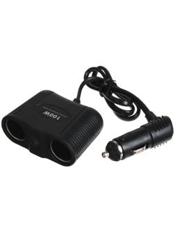 Разветвитель прикуривателя на 2 слота с подсветкой с проводом, 100 Вт