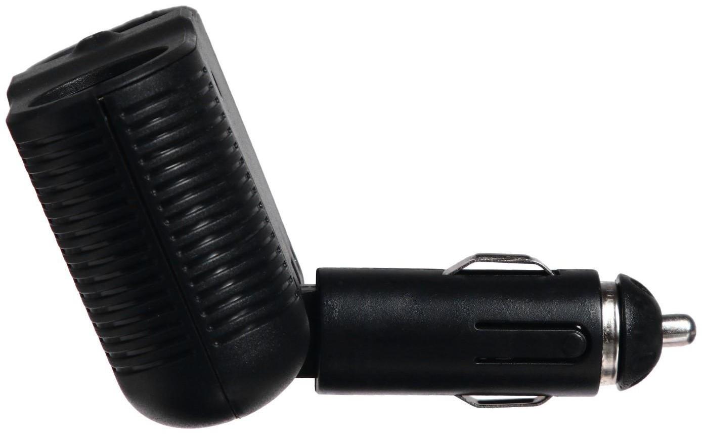 Разветвитель прикуривателя на 2 слота и 1 USB, с подсветкой, 100 Вт