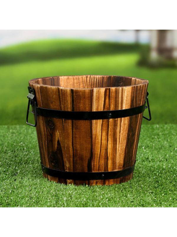 Набор деревянных кашпо, круглых 18х16х12см