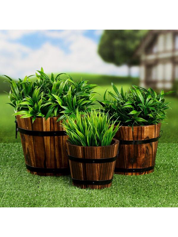 Набор деревянных кашпо, круглых 18х16х12см