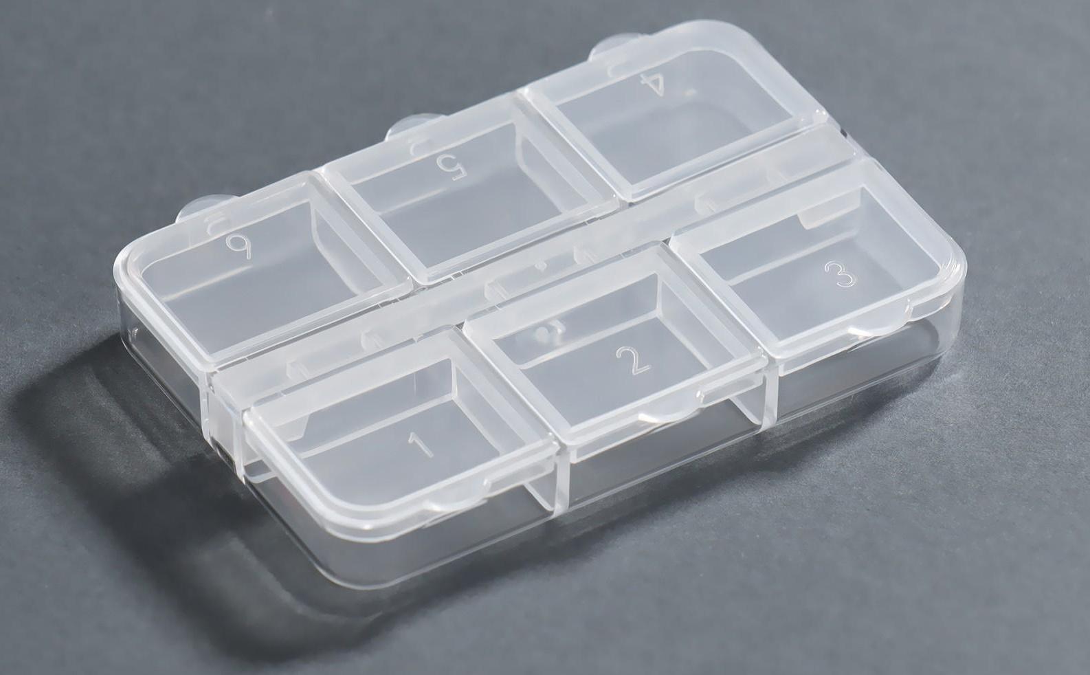 Органайзер для декора, 6 ячеек, 7,5 × 5,3 × 1,3 см, цвет прозрачный