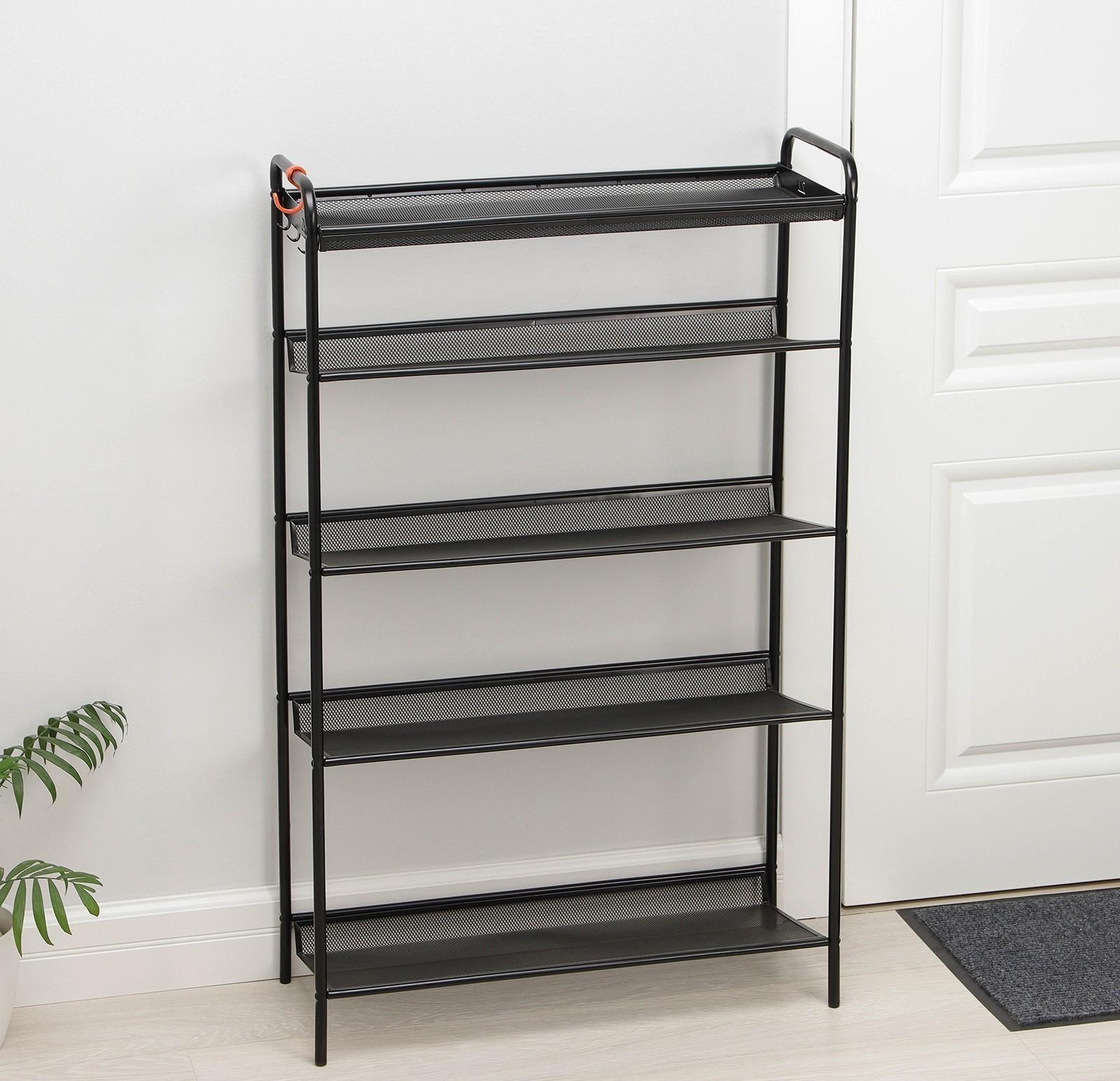 Подставка для обуви «Женева 25», 5 ярусов, 65×27×106 см, цвет чёрный