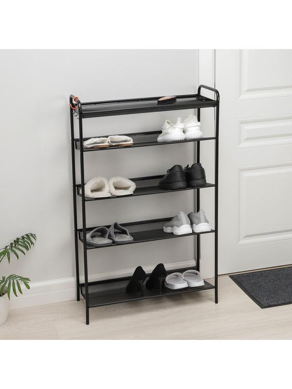 Подставка для обуви «Женева 25», 5 ярусов, 65×27×106 см, цвет чёрный