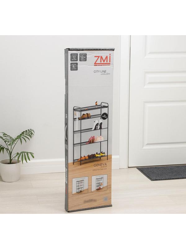 Подставка для обуви «Женева 25», 5 ярусов, 65×27×106 см, цвет чёрный