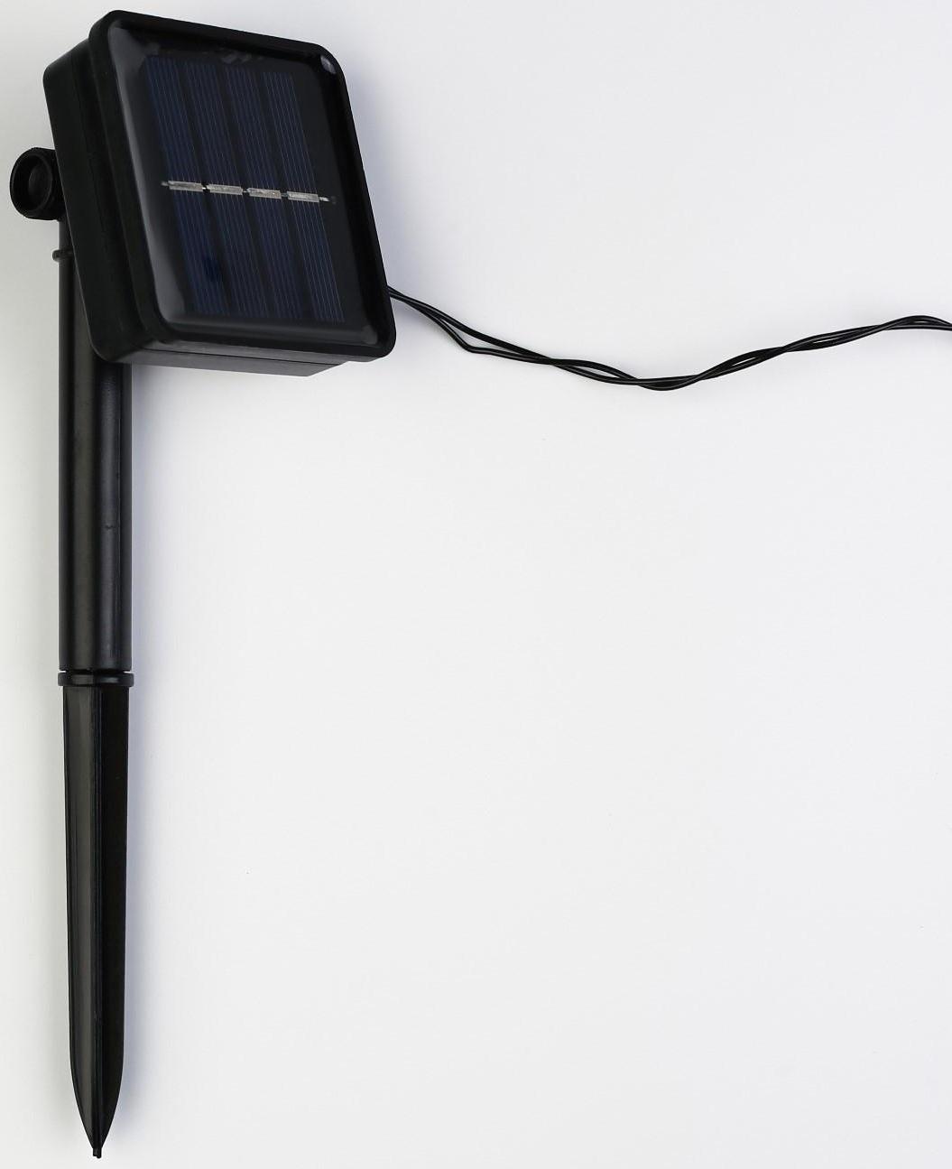 Гирлянда «Нить» 5 м, IP44, тёмная нить, 50 LED, свечение мульти, 2 режима, солнечная батарея