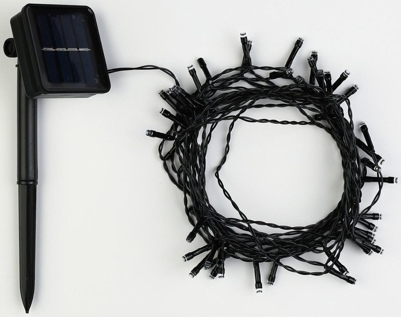 Гирлянда «Нить» 5 м, IP44, тёмная нить, 50 LED, свечение мульти, 2 режима, солнечная батарея