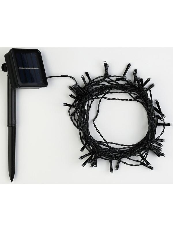 Гирлянда «Нить» 5 м, IP44, тёмная нить, 50 LED, свечение мульти, 2 режима, солнечная батарея