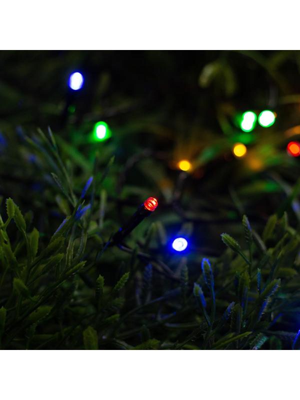 Гирлянда «Нить» 5 м, IP44, тёмная нить, 50 LED, свечение мульти, 2 режима, солнечная батарея