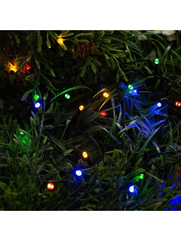 Гирлянда «Нить» 5 м, IP44, тёмная нить, 50 LED, свечение мульти, 2 режима, солнечная батарея