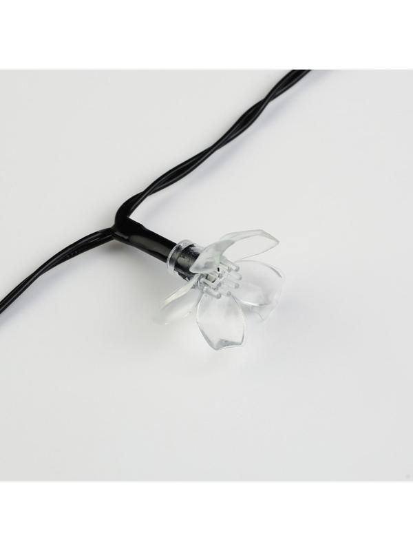 Гирлянда «Нить» 4.5 м с насадками «Ромашки», IP44, тёмная нить, 30 LED, свечение мульти, 2 режима, солнечная батарея