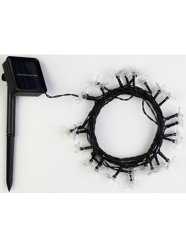 Гирлянда «Нить» 4.5 м с насадками «Ромашки», IP44, тёмная нить, 30 LED, свечение мульти, 2 режима, солнечная батарея