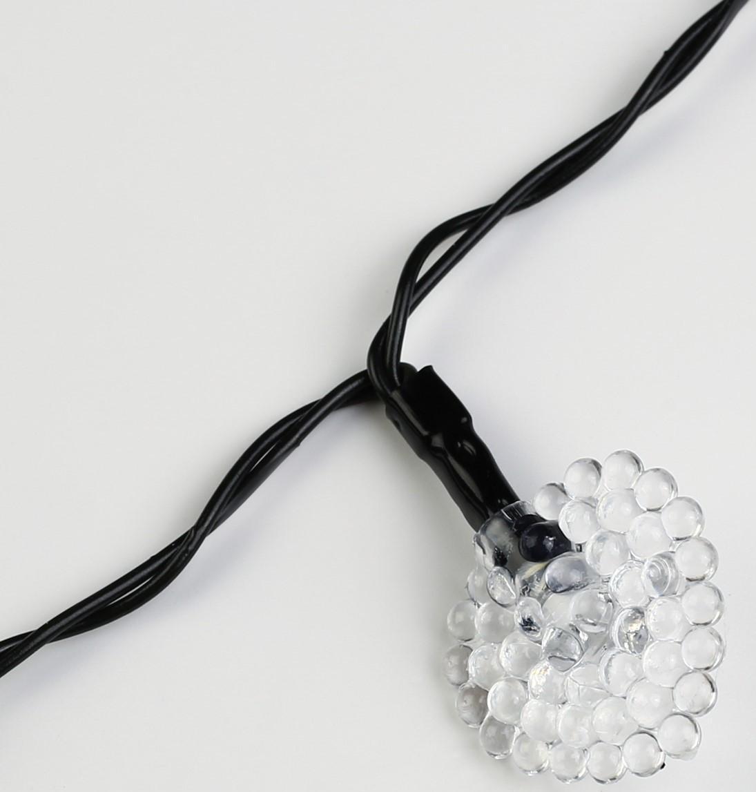 Гирлянда «Нить» 4.5 м с насадками «Сердца», IP44, тёмная нить, 30 LED, свечение белое, 2 режима, солнечная батарея