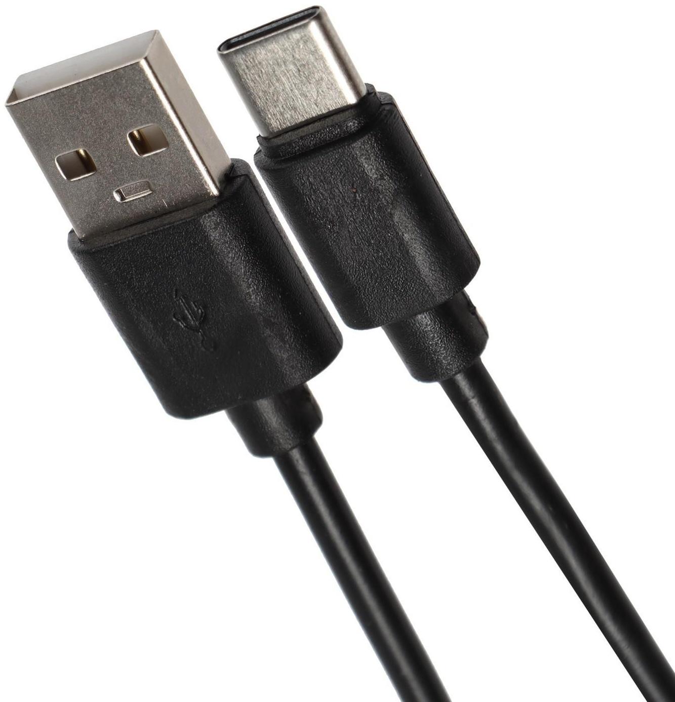 Кабель LuazON, Type-C - USB, 2 А, 1 м, чёрный