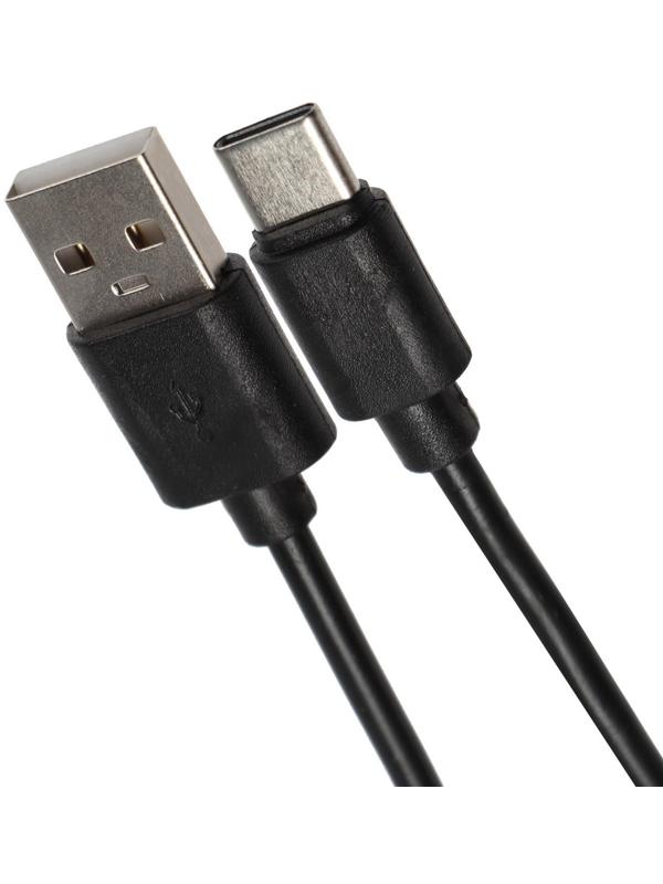 Кабель LuazON, Type-C - USB, 2 А, 1 м, чёрный