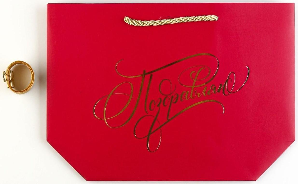 Пакет подарочный «Поздравляю», 28 х 20 х 9 см