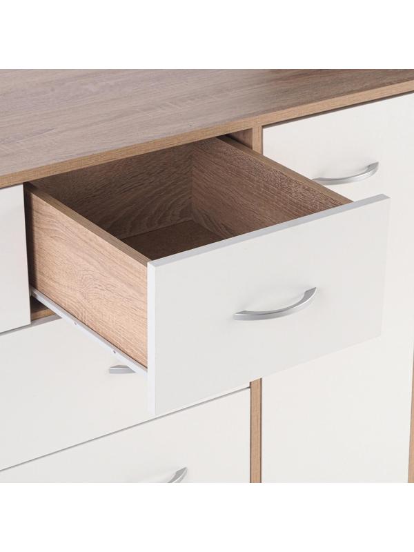 Комод 5 ящиков с дверью 1100х480х900 Дуб сонома/белый