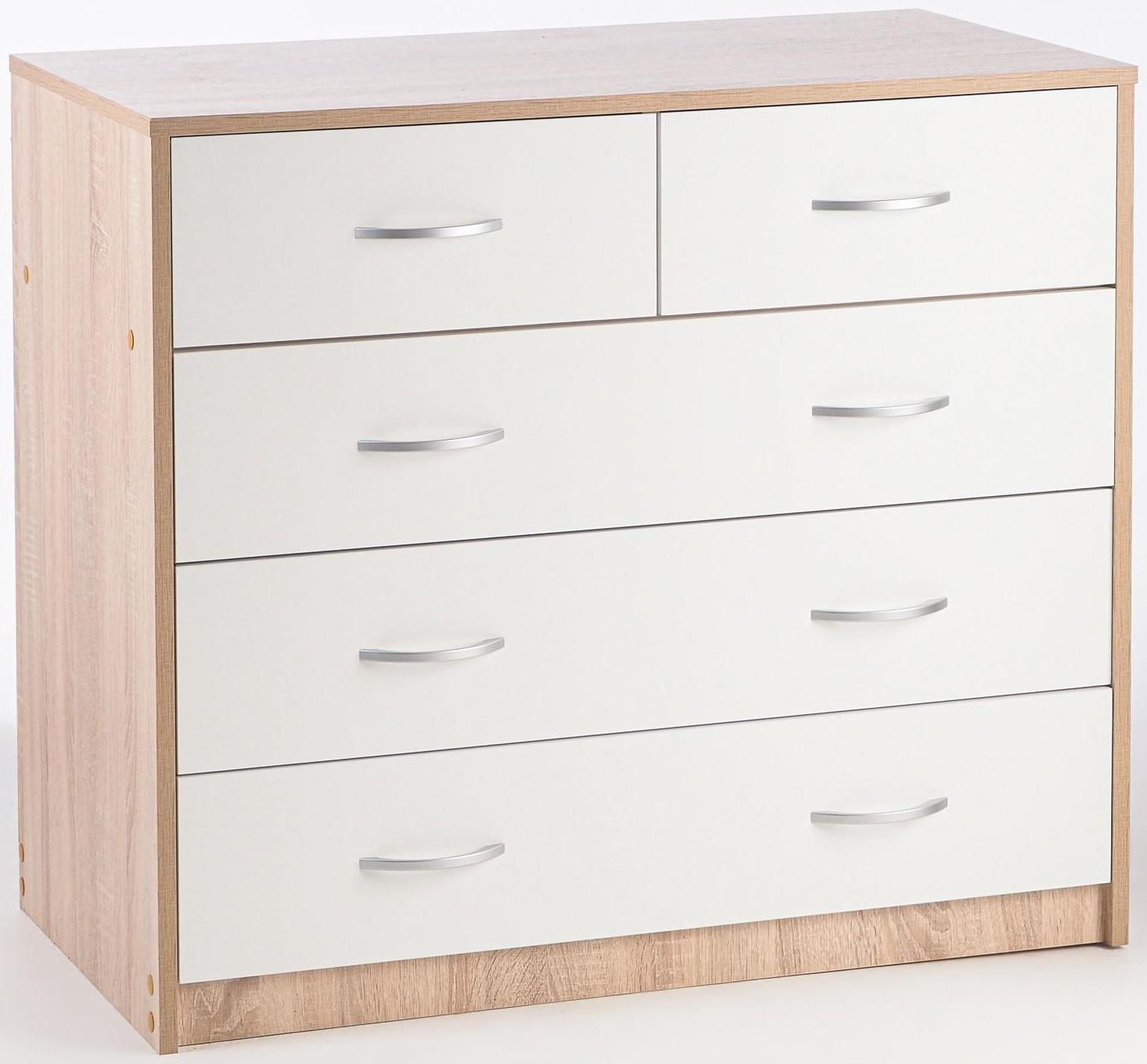 Комод 5 ящиков  900х480х800 дуб сонома/белый