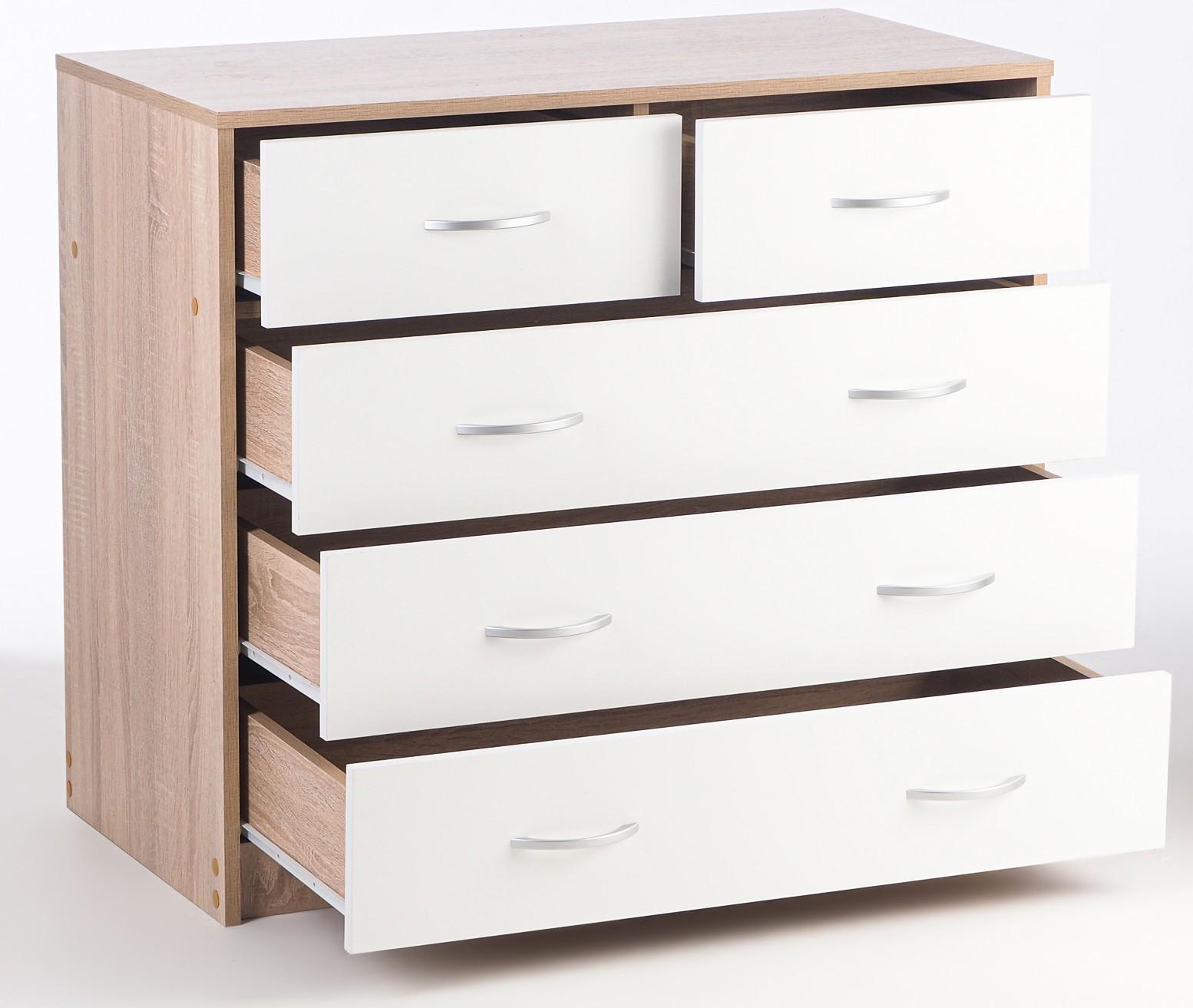Комод 5 ящиков  900х480х800 дуб сонома/белый