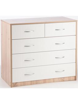 Комод 5 ящиков  900х480х800 дуб сонома/белый