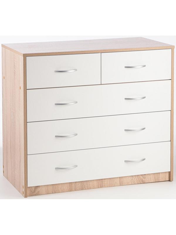 Комод 5 ящиков  900х480х800 дуб сонома/белый