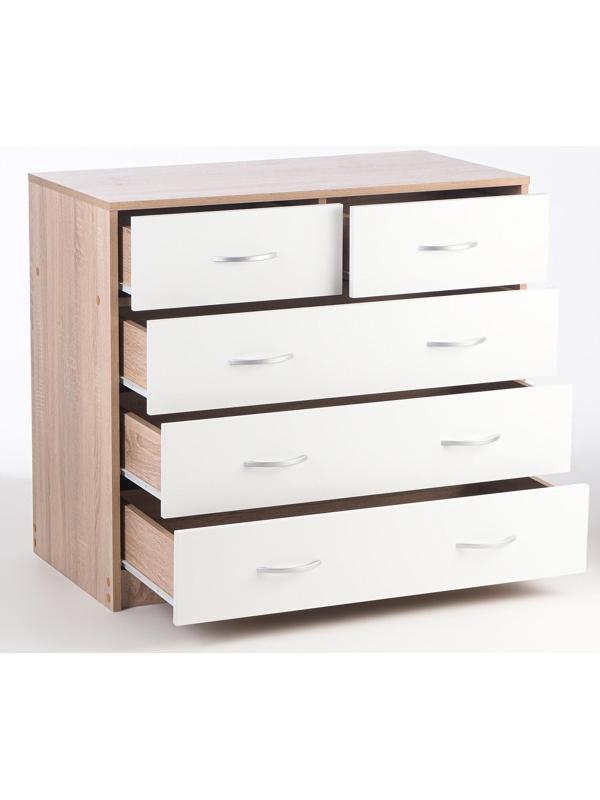 Комод 5 ящиков  900х480х800 дуб сонома/белый