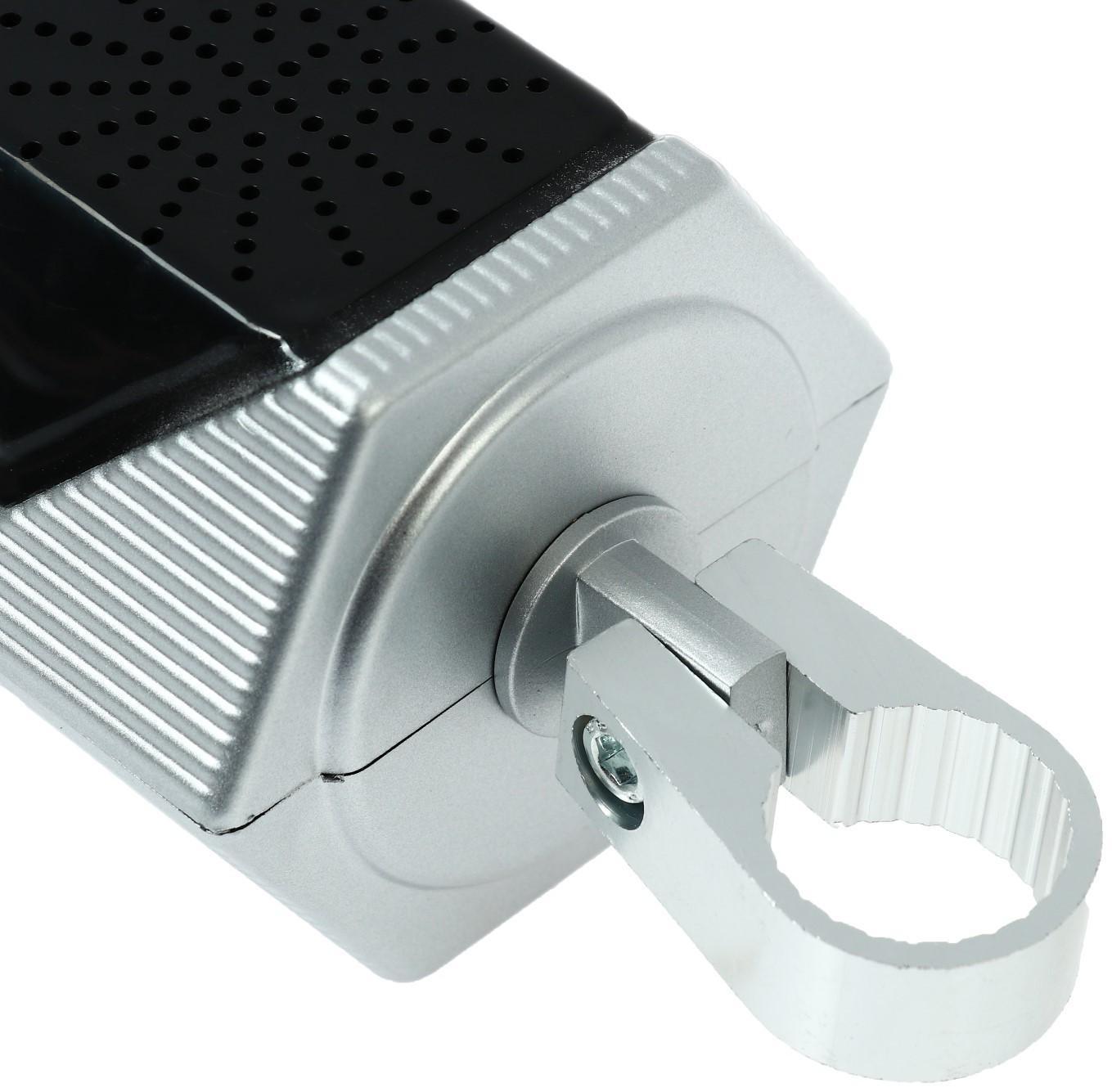 Портативная колонка BT/AUX/USB/MicroSD/FM, IP 65, крепление на руль, серебро