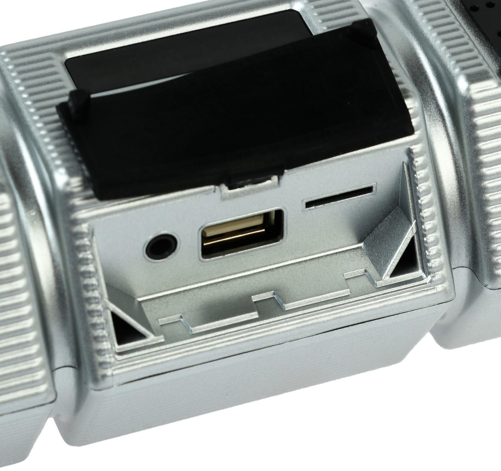 Портативная колонка BT/AUX/USB/MicroSD/FM, IP 65, крепление на руль, серебро