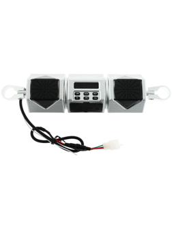 Портативная колонка BT/AUX/USB/MicroSD/FM, IP 65, крепление на руль, серебро