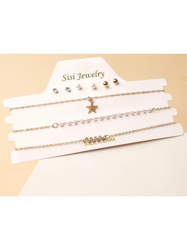 Набор: 3 колье, 3 пары пусет 