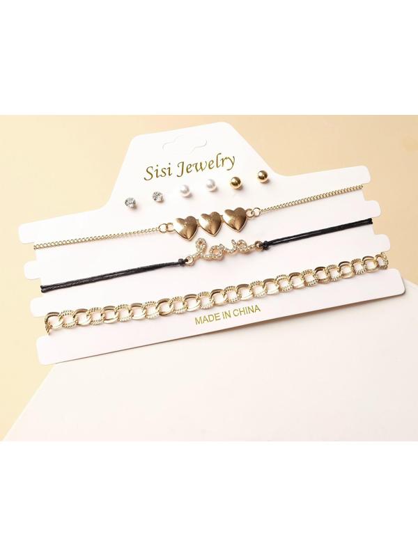 Набор: 3 колье, 3 пары пусет 